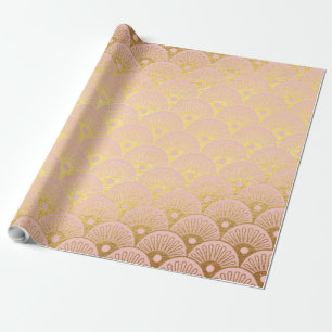 Papier Cadeau Echelles de sirène d'huile métallique or rose mode