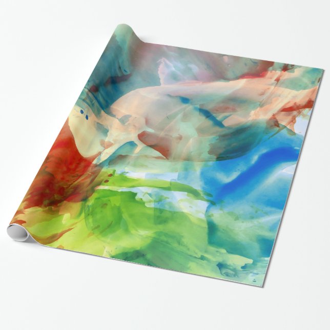 Papier Cadeau Éclaboussure abstraite calmante de peinture (Déroulé)
