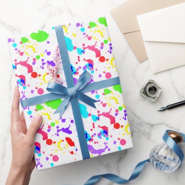 Papier Cadeau Éclaboussure de peinture néon Faux Glow aquarelle (Cadeaux)