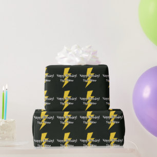 Papier Cadeau Éclair jaune éclair personnalisé Anniversaire