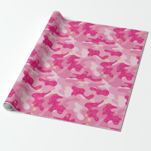 Papier Cadeau Éclat brillant camouflage rose chic amateurs de ca