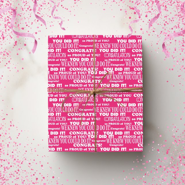 Papier Cadeau École de Félicitations pour le Pink Graduation (Pink Graduation Congratulations School Wrapping Paper)