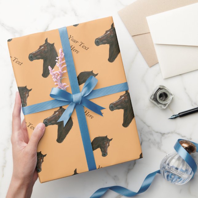 Papier Cadeau Écorce portrait de cheval marron (Cadeaux)