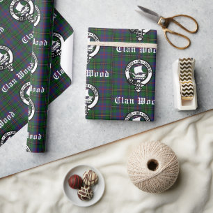 Papier Cadeau Ecosse Clan Wood Crest & Tartan