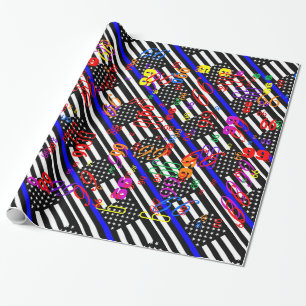 Papier Cadeau Écran American Mince Blue Line