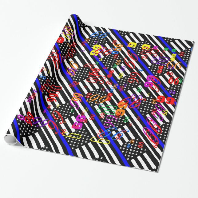 Papier Cadeau Écran American Mince Blue Line (Déroulé)