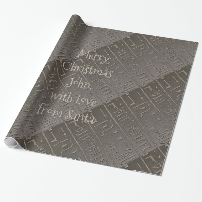 Papier Cadeau Écriture antique d'hiéroglyphes égyptiens de Noël (Déroulé)