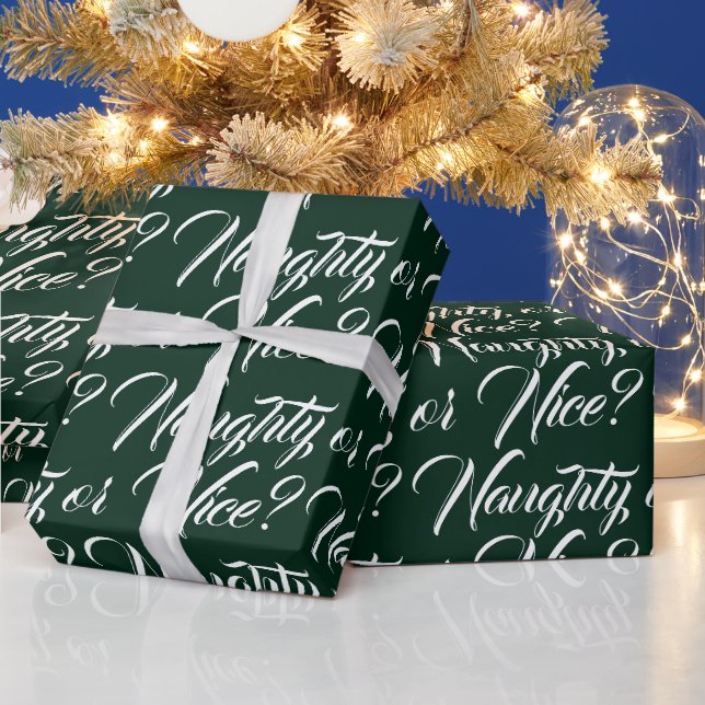 Papier Cadeau Écriture élégante noire ou Nice vert foncé drôle (Vacances)