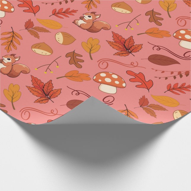 Papier Cadeau Écureuil et châtaigne papier d'enveloppement sans  (Coin)