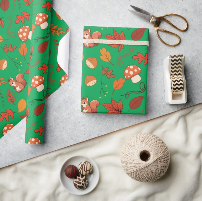 Papier Cadeau Écureuils et papier d'enveloppement de châtaignes (Artisanat)