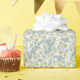 Papier Cadeau Edelweiss Fleur sauvage Sage Green Cute Alpine Flo