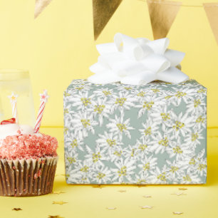 Papier Cadeau Edelweiss Fleur sauvage Sage Green Cute Alpine Flo
