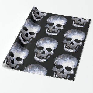 Papier Cadeau eerie halloween disco boule crâne