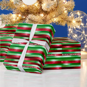 Papier Cadeau Effet chatoyant métallique texte personnalisé Noël
