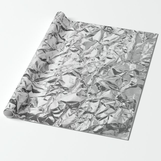 Papier Cadeau Effet de l'huile d'argent concassée Aluminium scin (Déroulé)