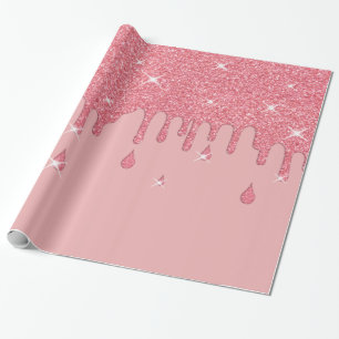 Papier Cadeau Effet Parties scintillant rose et étincelles