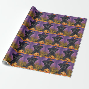 Papier Cadeau Éffrayant Affenpinscher Halloween sorcière et Citr