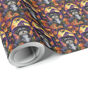 Papier Cadeau Éffrayant Havanais Chien Halloween sorcière et Cit