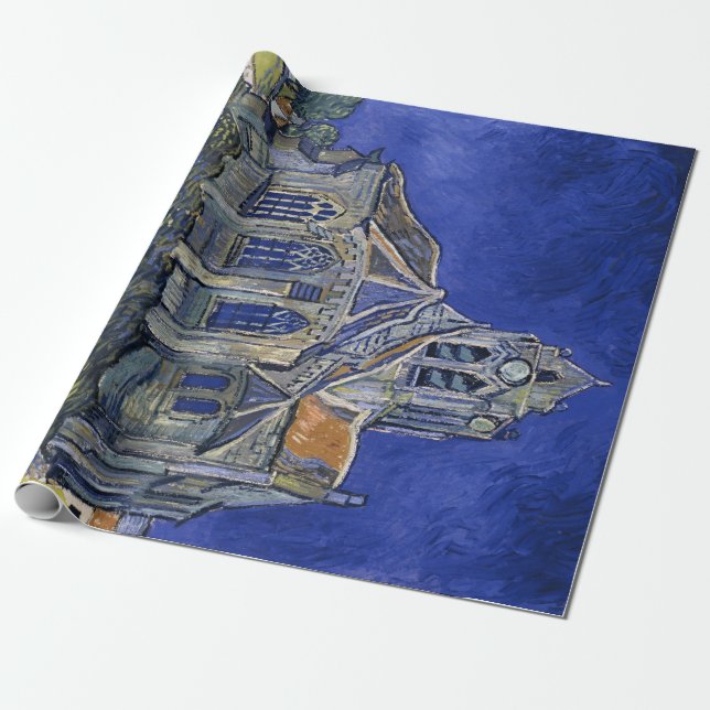 Papier Cadeau Eglise à Auvers par Van Gogh Blue Peinture Art (Déroulé)