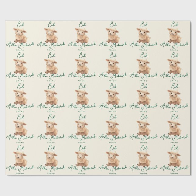 Papier Cadeau Eid  Al Adha Beige Cute Sheep Dinner  (Plat)