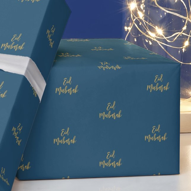 Papier cadeau Eid Moubarak Navy Blue Gold (Créateur téléchargé)