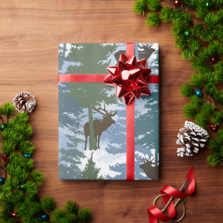 Papier Cadeau Élan dans la forêt hivernale