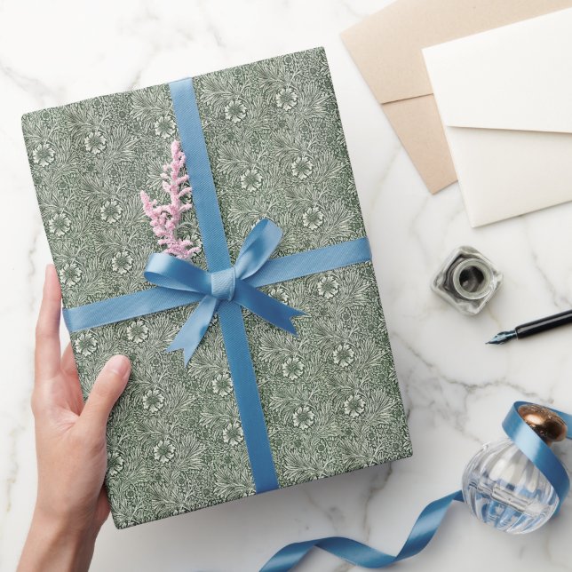 Papier Cadeau Élégance avec Green Marigold Floral (Cadeaux)