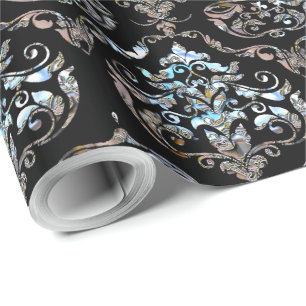 Papier Cadeau Élégance baroque de damassé de Shalliveye 30 pi