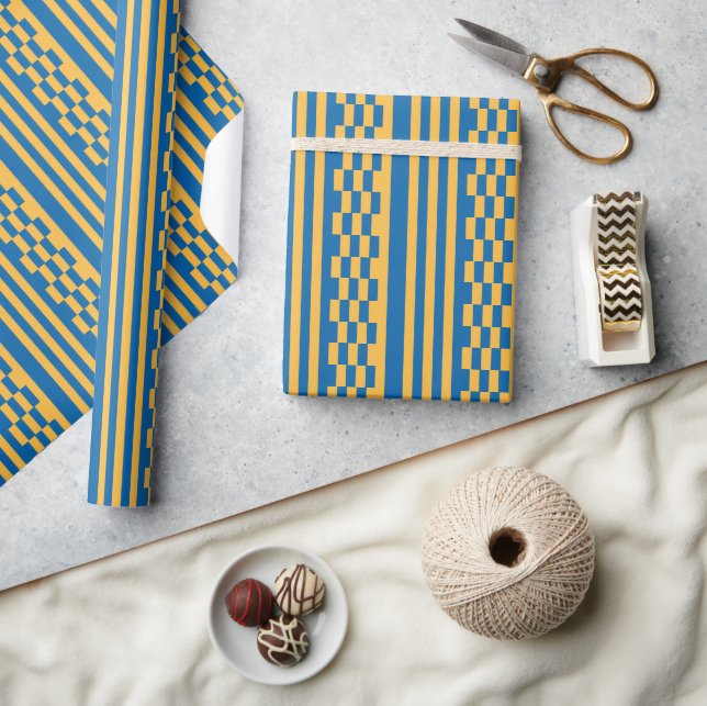 Papier Cadeau Elégance bleu ciel et jaune chaud (Artisanat)