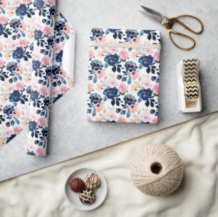 Papier Cadeau Élégance Campagnarde en Bleu Marine