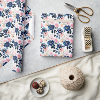 Papier Cadeau Élégance Campagnarde en Bleu Marine