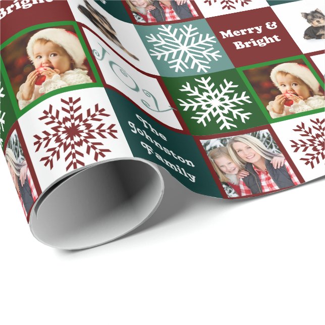 Papier Cadeau Élégance d'hiver de photos de famille de joie de (Coin rond)