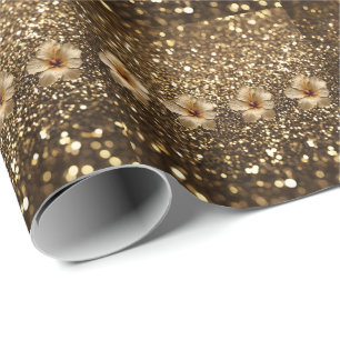 Papier Cadeau Elégance d'or : Hibiscus d'or Shimmer