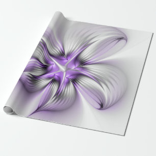Papier Cadeau Élégance florale Art fractal violet abstrait moder