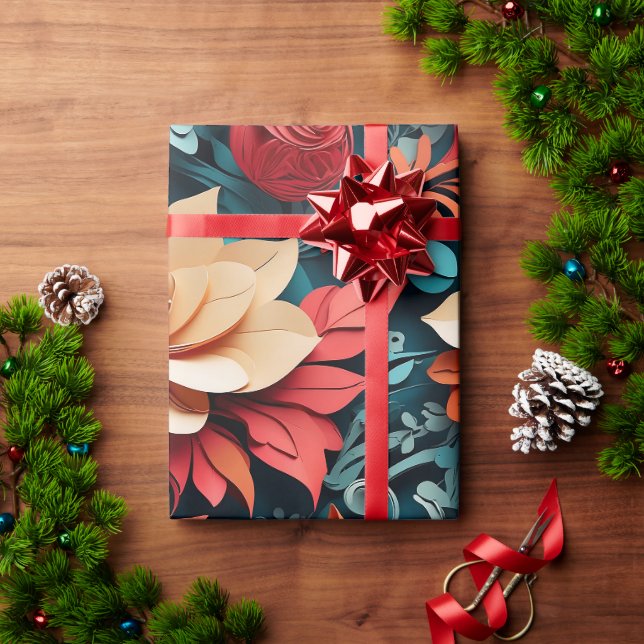 Papier Cadeau Élégance florale festive (Cadeau de vacances)