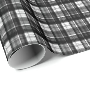 Papier Cadeau Élégance Intemporelle : Tartan Noir Et Blanc Class