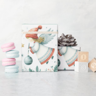Papier Cadeau élégance scandinave ange de Noël spirituel