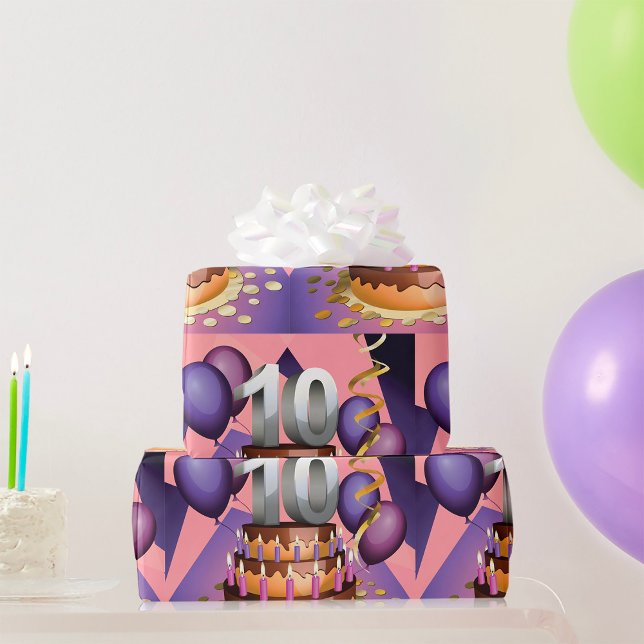 Papier Cadeau Élégant 10e anniversaire Célébration Conception de (Créateur téléchargé)