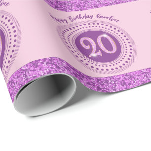 Papier cadeau élégant 20ème anniversaire rose pail