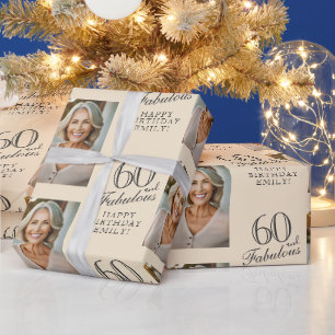 Papier Cadeau Élégant 60 ans et Incroyable 60e Anniversaire Phot