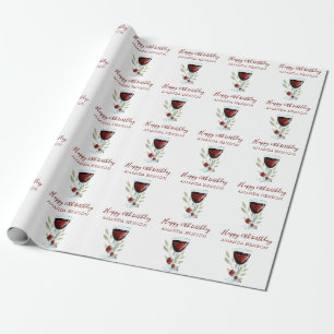 Papier Cadeau Élégant 60e Anniversaire Vin rouge