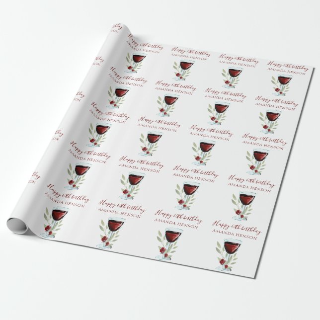 Papier Cadeau Élégant 60e Anniversaire Vin rouge (Déroulé)