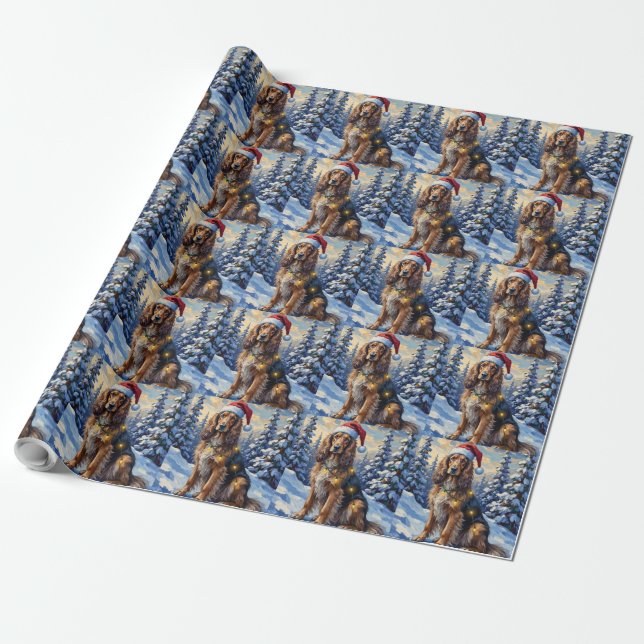 Papier Cadeau Elegant Afghan Hound Winter Wonderland Christmas (Déroulé)