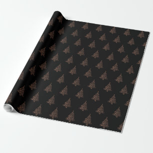 Papier Cadeau Élégant arbre de Noël Motif rayé noir Brown