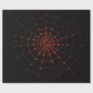Papier Cadeau Élégant Art Web Halloween Luxueux Noir & Orange