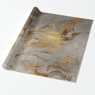 Papier Cadeau Élégant aspect moderne en marbre doré argenté