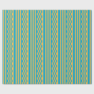 Papier Cadeau Elégant Baby Motif géométrique bleu et jaune