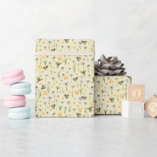 Papier Cadeau Élégant Baby shower d'abeille au miel