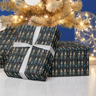 Papier Cadeau Élégant Ballet Bleu et Noir Casse-Noir