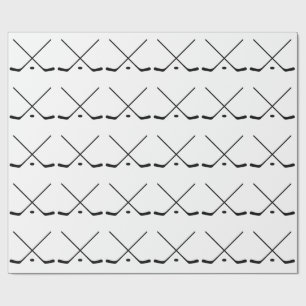 Papier Cadeau Élégant bâton de hockey noir et blanc et canard